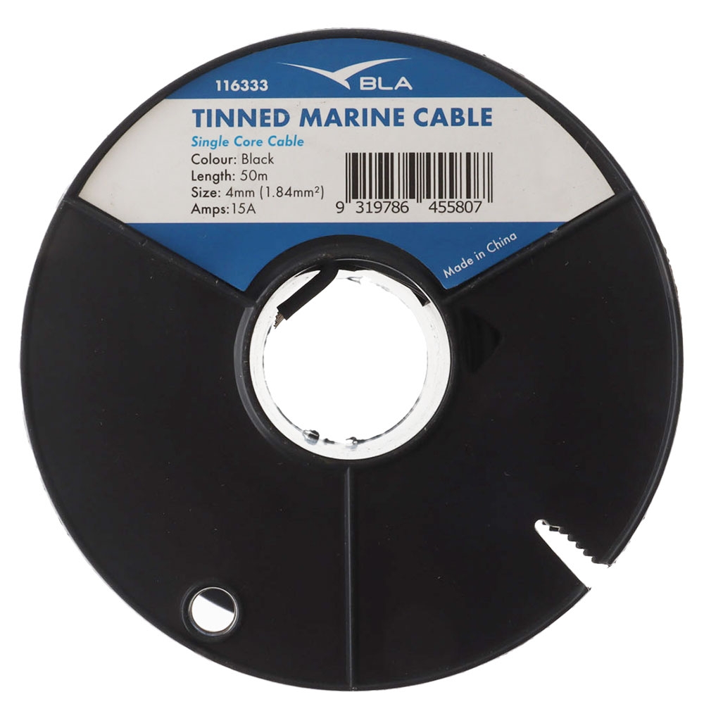 BLA Single Core Tinned Copper Marine Electrical Cable 4mmx50m Black
