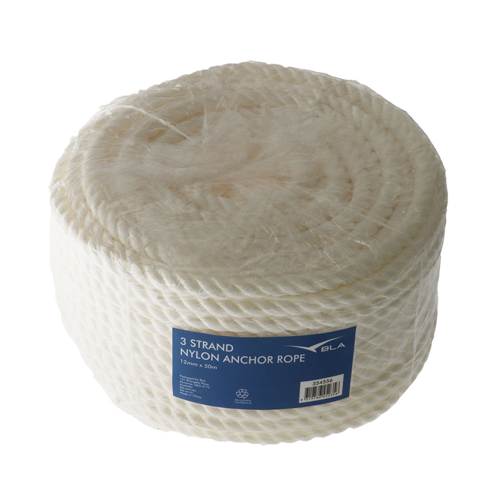 BLA Nylon 3 Strand Rope 12mm x 50m