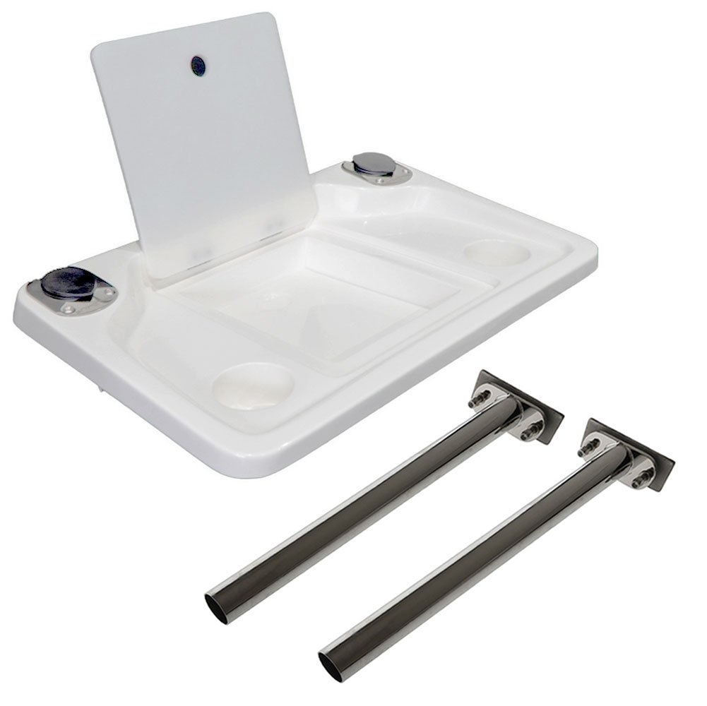 SeaKing SK-B02 Fibreglass Bait Board with 2 Rod Holders and 2 Cup Holders - 650 x 430mm