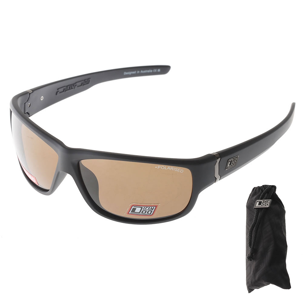 Dirty Dog Vault Polarised Sunglasses Black Frame Brown Lens