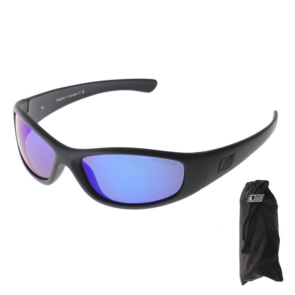 Dirty Dog Buzzer Polarised Sunglasses Black Frame Blue Lens