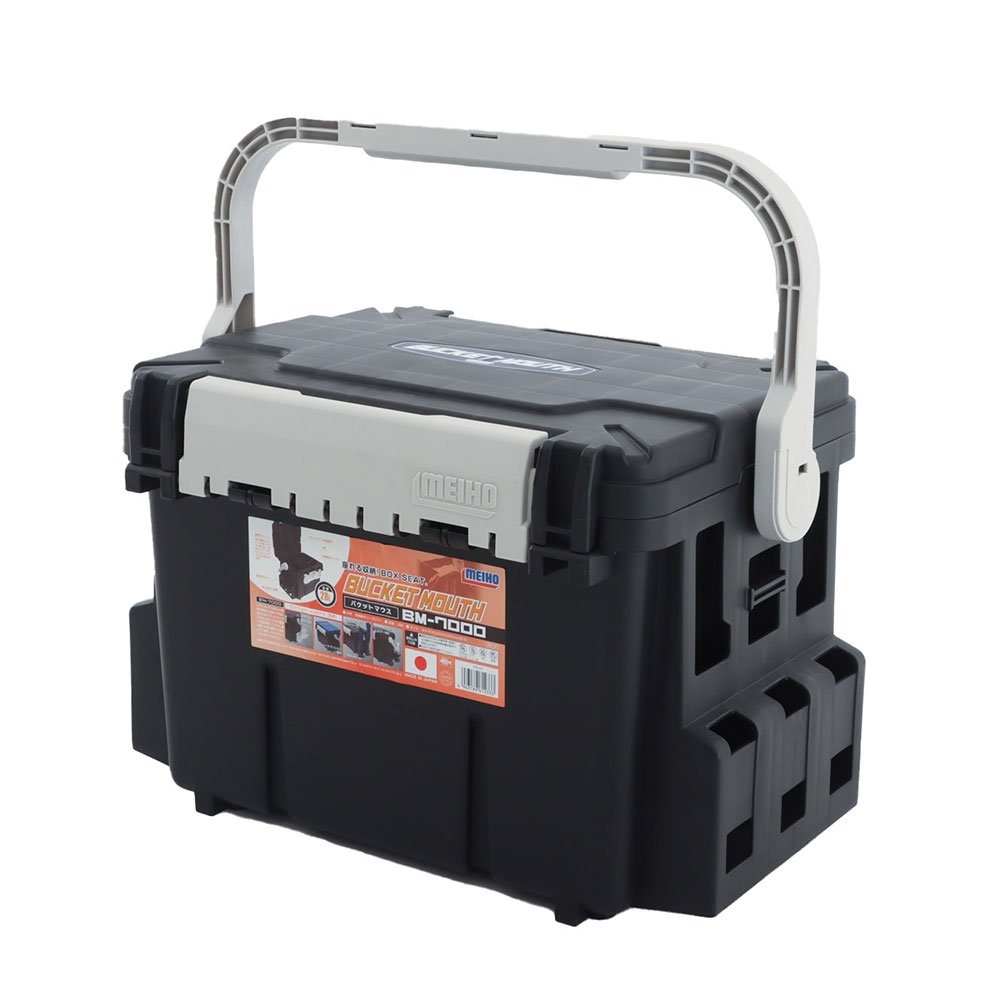 Meiho Bucket Mouth 7000 Heavy Duty Tackle Box 475x335x320mm Black