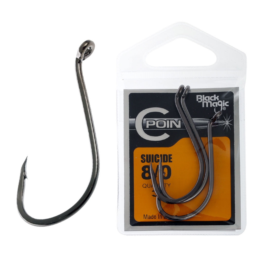 Black Magic C-Point Suicide Hooks Small Pack 8/0 Qty 3