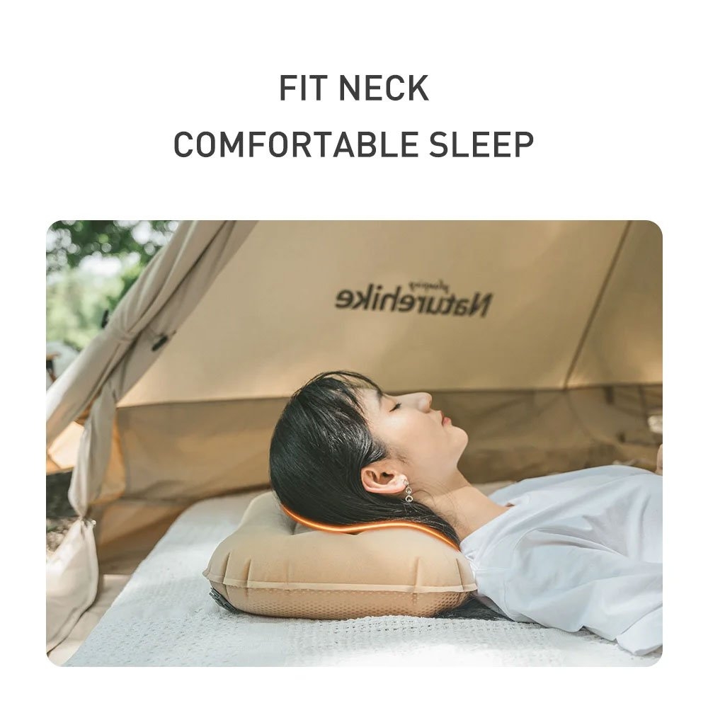 Naturehike Ultralight TPU Flocked Inflatable Travel Pillow Khaki