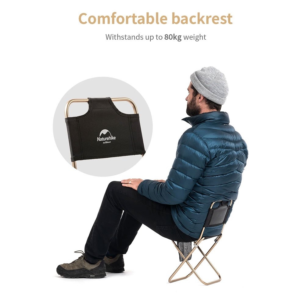 Naturehike Ultralight Aluminium Folding Camping Chair Black