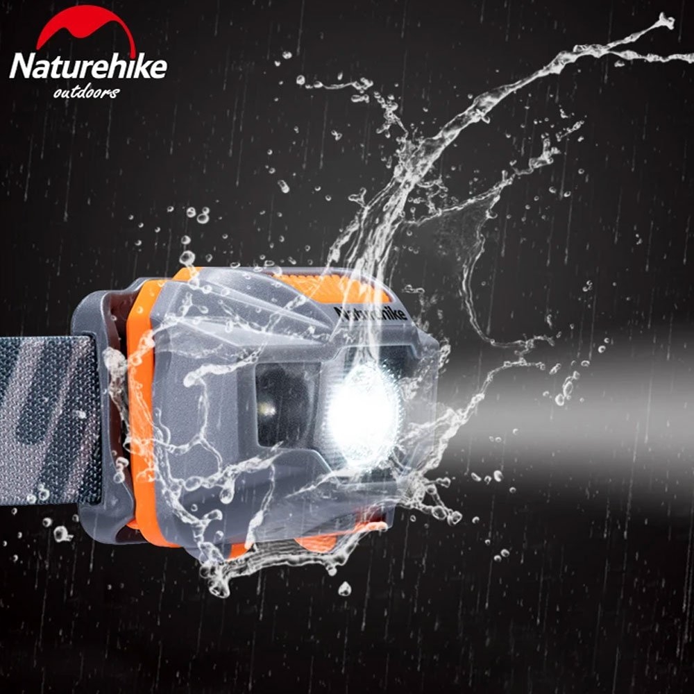 Naturehike USB Rechargeable Waterproof Headlamp Orange/Grey 150 Lumens