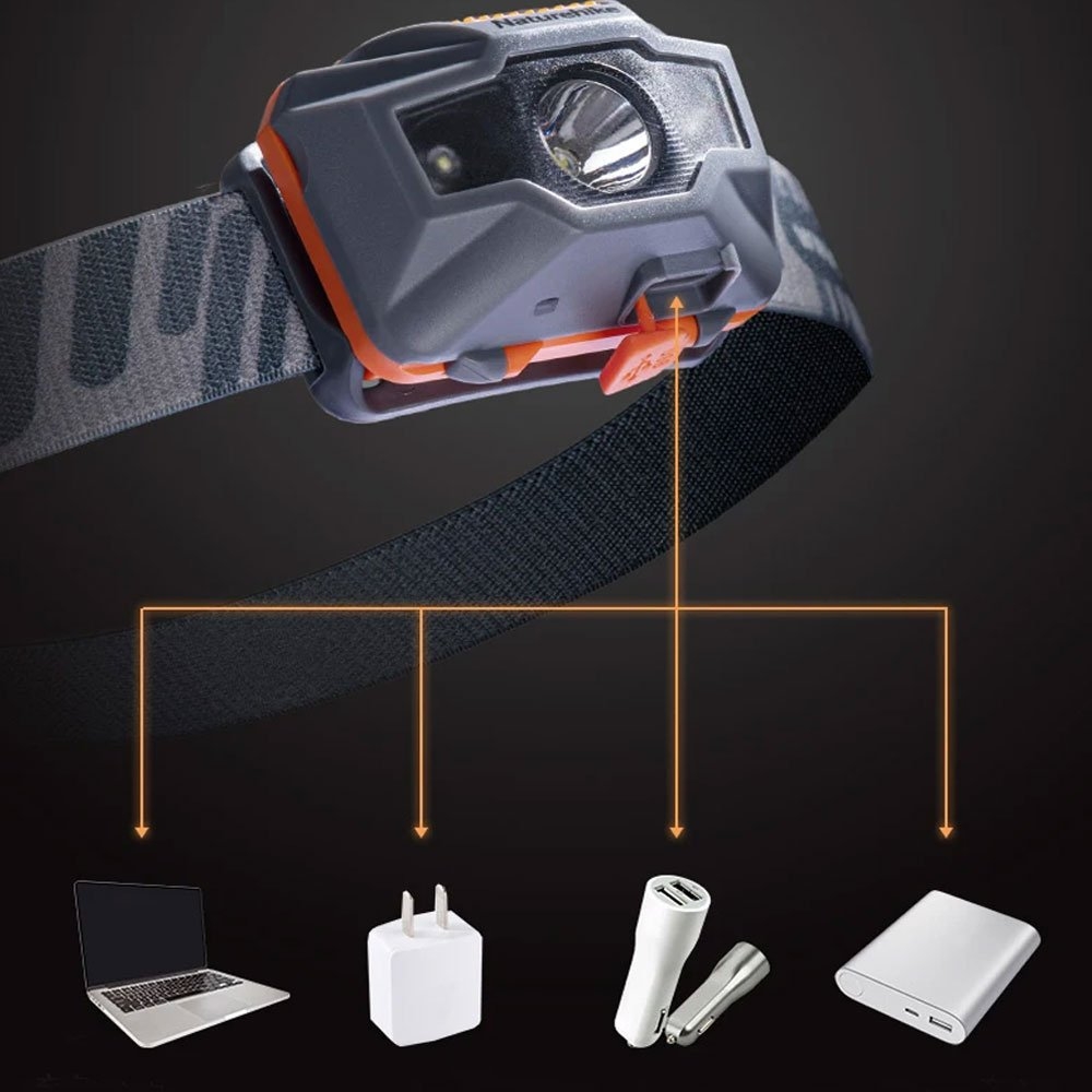 Naturehike USB Rechargeable Waterproof Headlamp Orange/Grey 150 Lumens