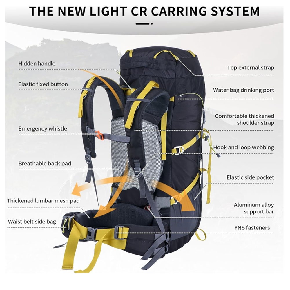 Naturehike Carrier Tramping Backpack 55L Black