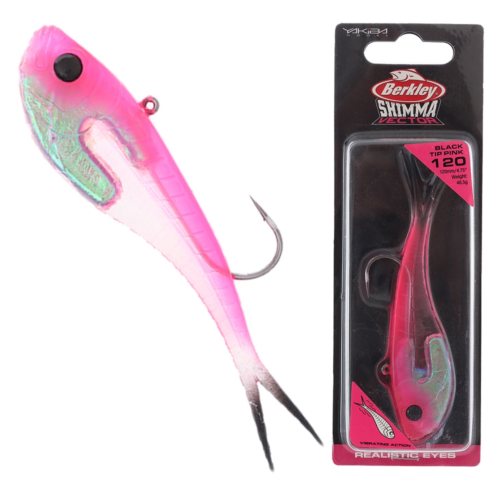 Berkley Shimma Vector Vibe Soft Bait Lure 120mm 46.5g Black Pink Tip