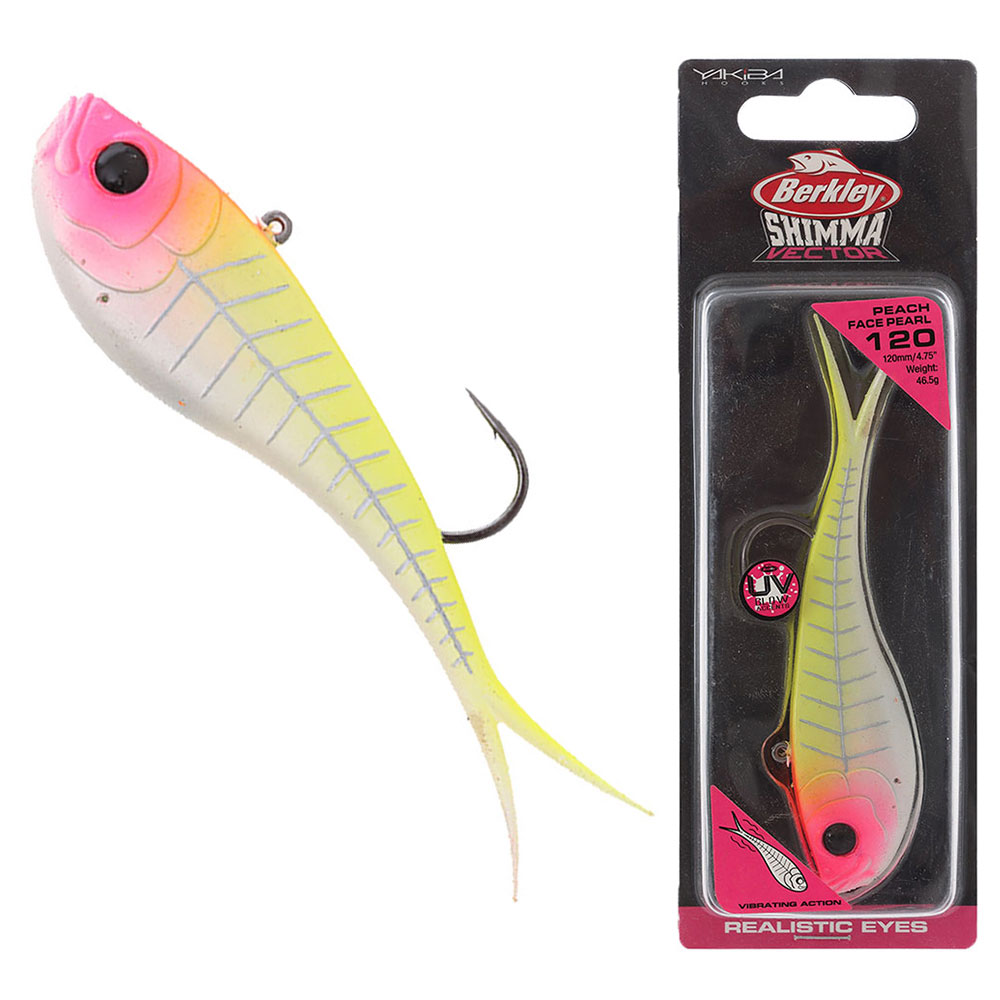 Berkley Shimma Vector Vibe Soft Bait Lure 120mm 46.5g Peach Face Pearl