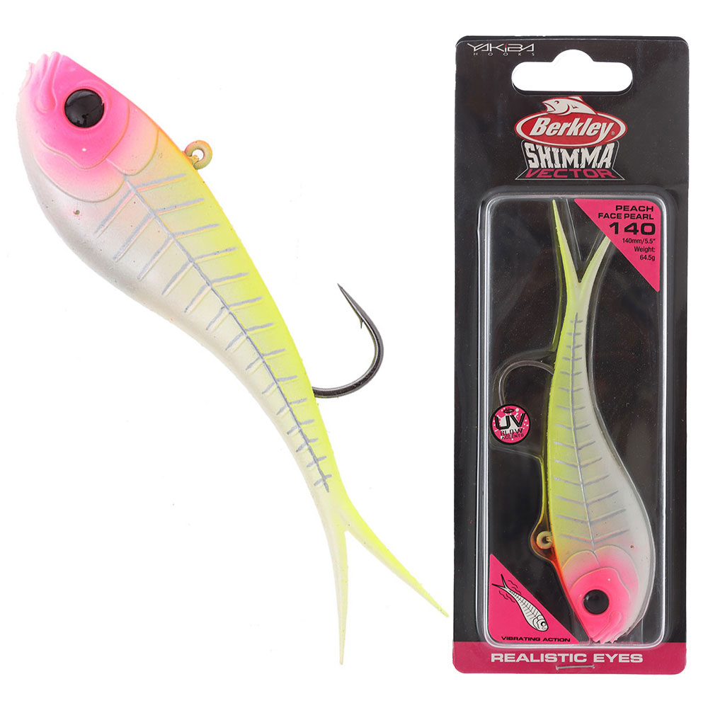 Berkley Shimma Vector Vibe Soft Bait Lure 140mm 64.5g Peach Face Pearl