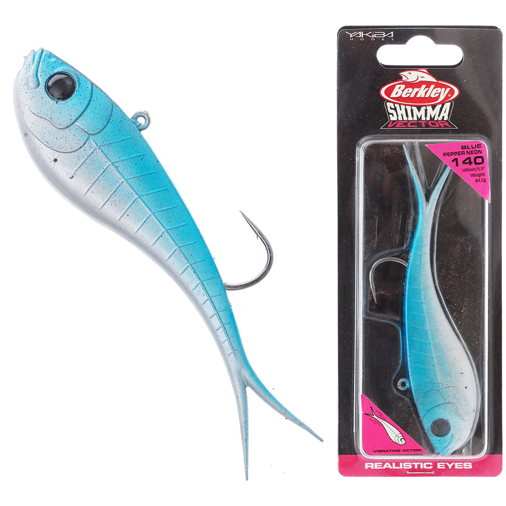 Berkley Shimma Vector Vibe Soft Bait Lure 140mm 64.5g Blue Pepper Neon