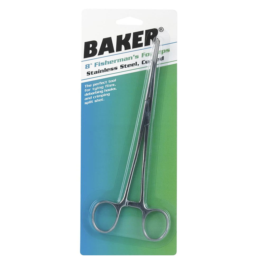 Baker Stainless Fly Tying Curved Forceps 8in