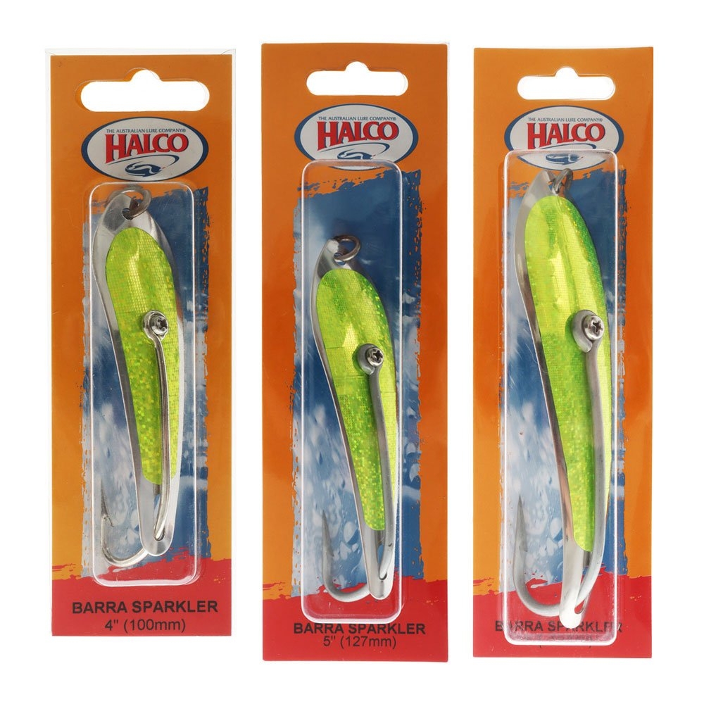 Halco Barra Sinking Spoon Lure Green Sparkler