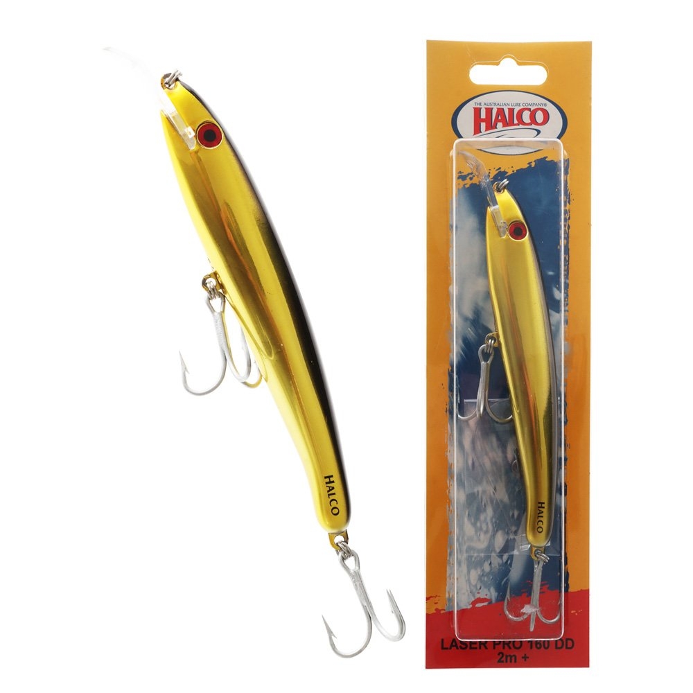 Halco Laser Pro 160 Trolling Lure 160mm 30g Chrome Gold Black Back