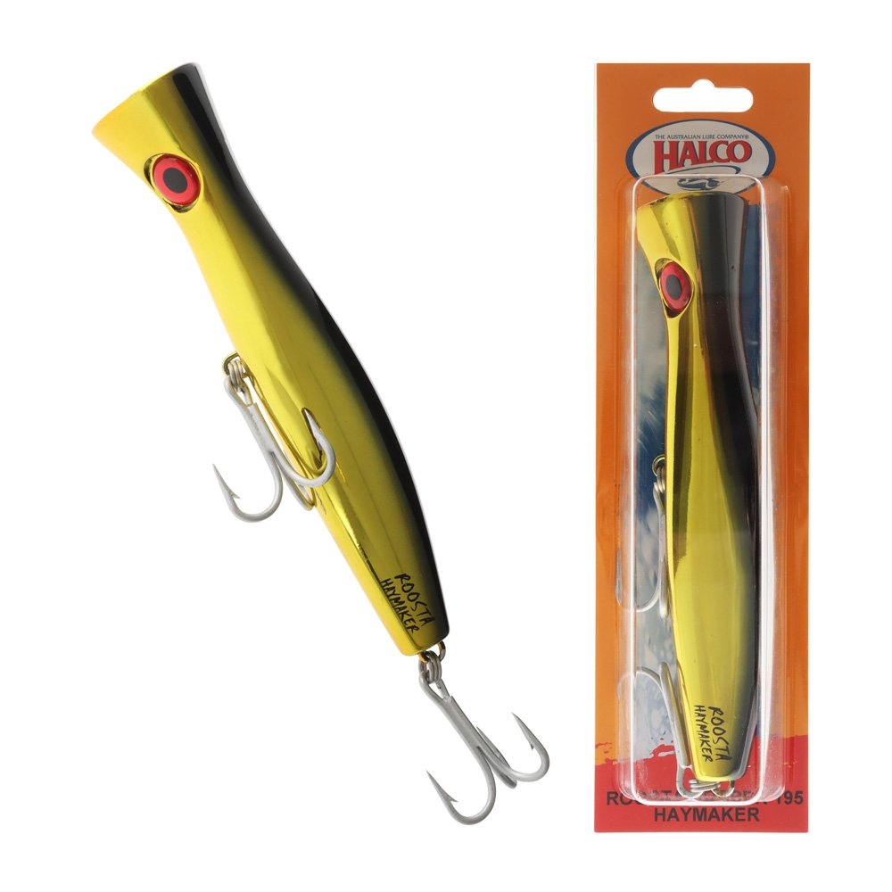 Halco Roosta Haymaker Popper 195mm Chrome Gold Black Back