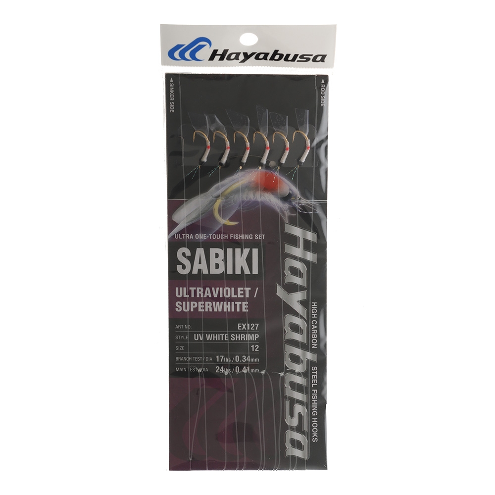 Hayabusa UV White Shrimp Sabiki Rig Size 12