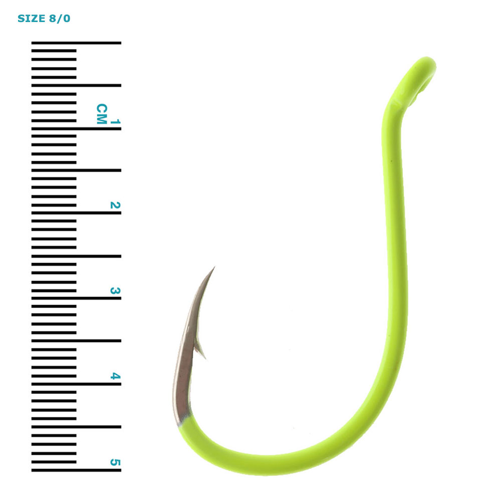 Wise Angler Extra Long Point Beak Hooks Fluoro Green