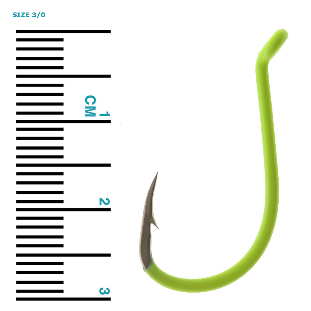 Wise Angler Extra Long Point Beak Hooks Fluoro Green