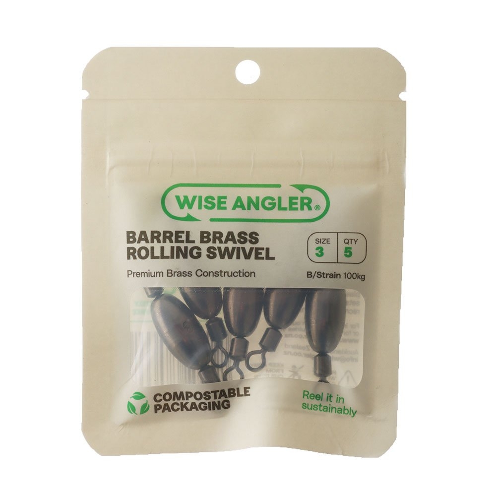 Wise Angler Barrel Brass Weight Rolling Swivels Size 3 Qty 5