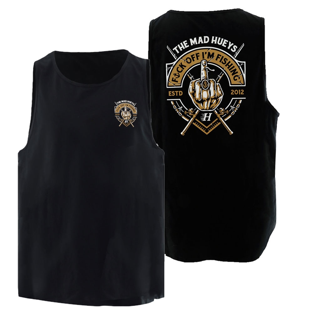 The Mad Hueys Fk Off Im Fishing Tank Top Black M