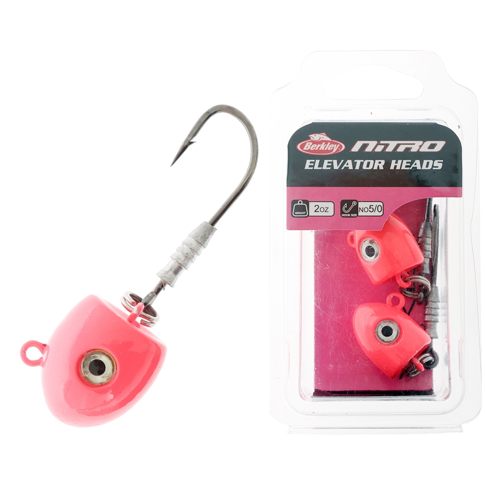 Berkley Nitro Elevator Heads Jig Heads 5/0 2oz Lumo Pink Qty 2