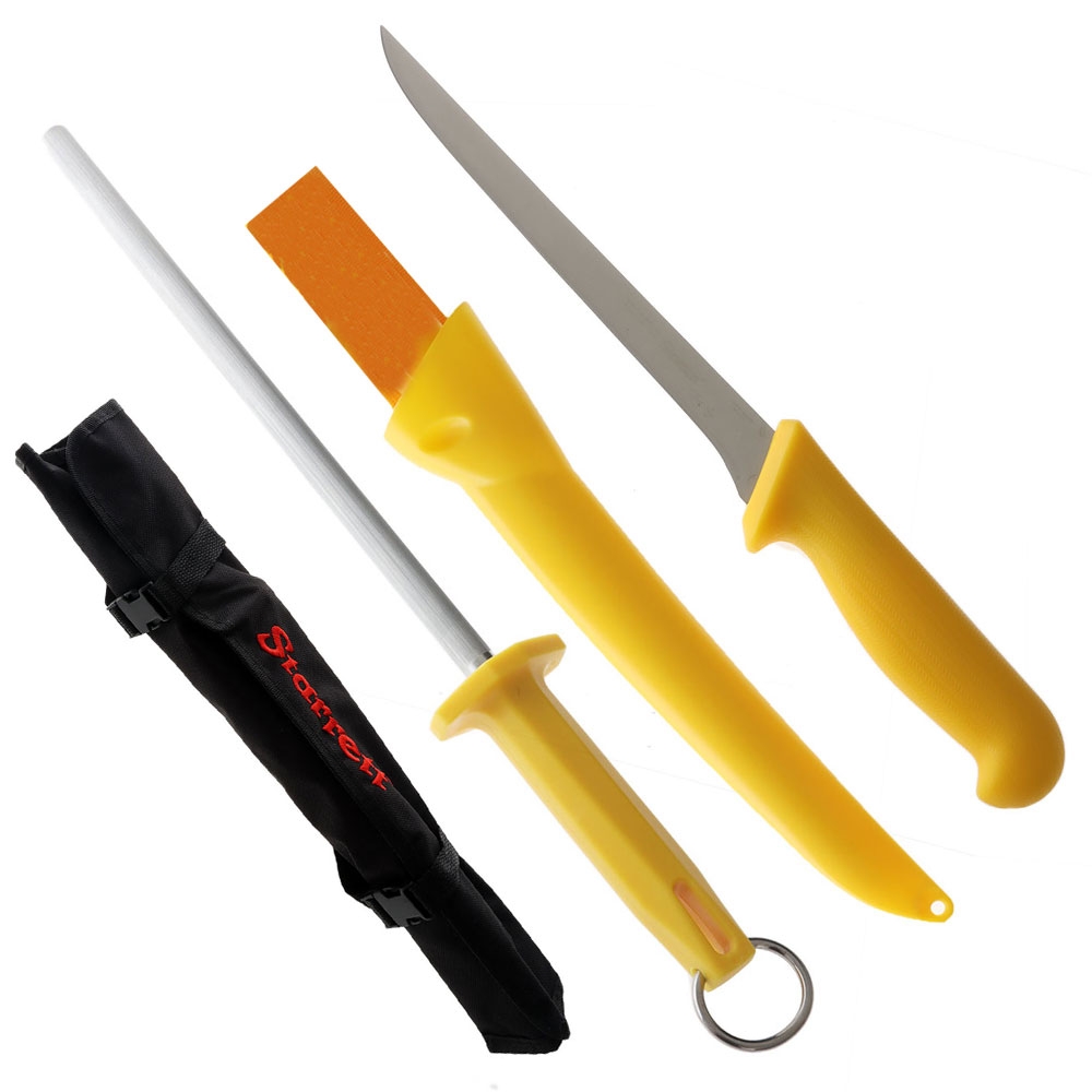 Starrett Professional Filleting Knife Set with Sharpening Steel Yellow 20cm