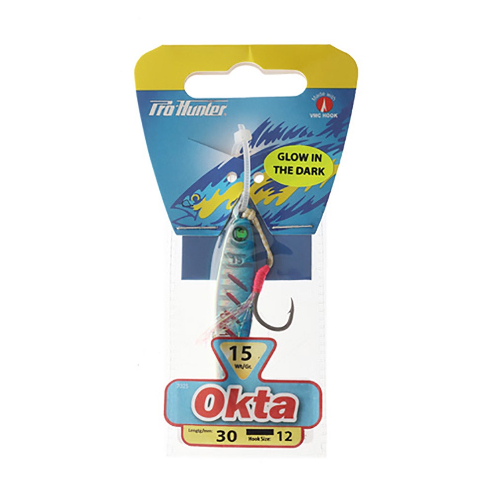 Pro Hunter Okta Koheru Micro Jig with Assist Hook 15g Silver Blue