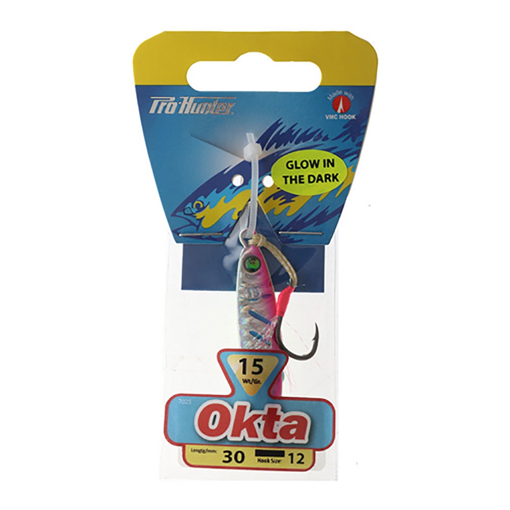 Pro Hunter Okta Koheru Micro Jig with Assist Hook 15g Silver Pink