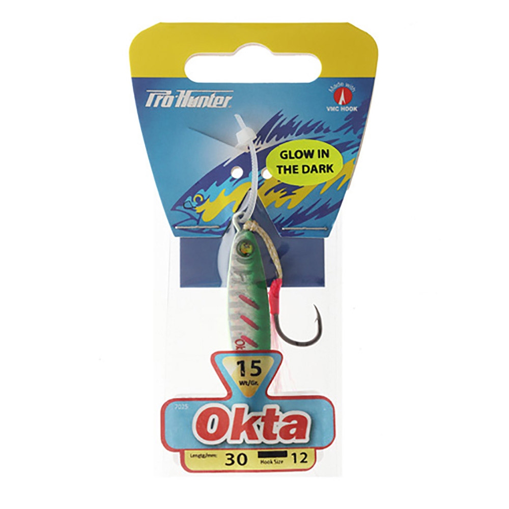 Pro Hunter Okta Koheru Micro Jig with Assist Hook 15g Silver Green