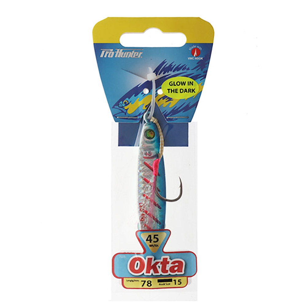 Pro Hunter Okta Micro Jig with Assist Hook 45g Silver Blue