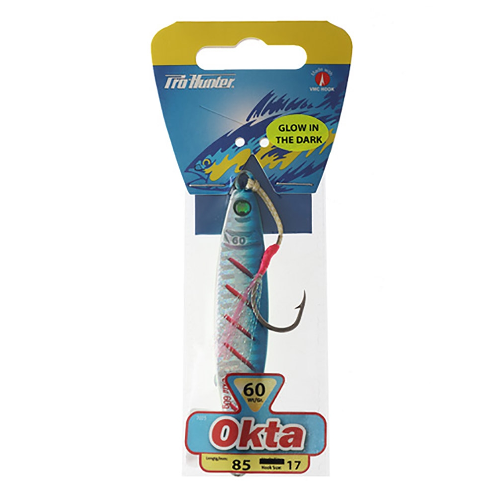 Pro Hunter Okta Micro Jig with Assist Hook 60g Silver Blue