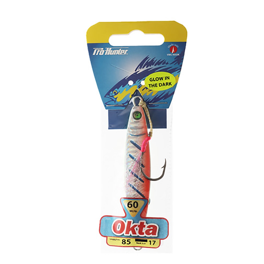 Pro Hunter Okta Micro Jig with Assist Hook 60g Silver Orange