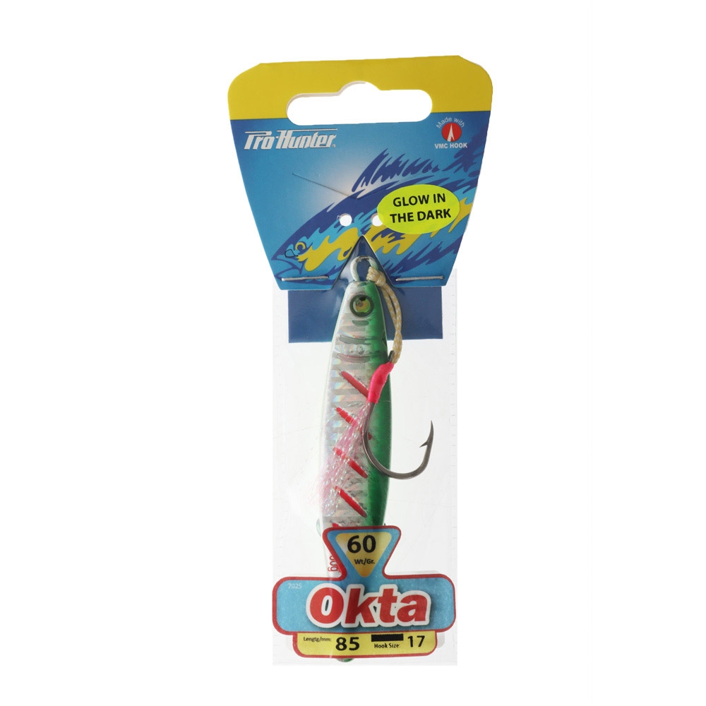 Pro Hunter Okta Micro Jig with Assist Hook 60g Silver Green