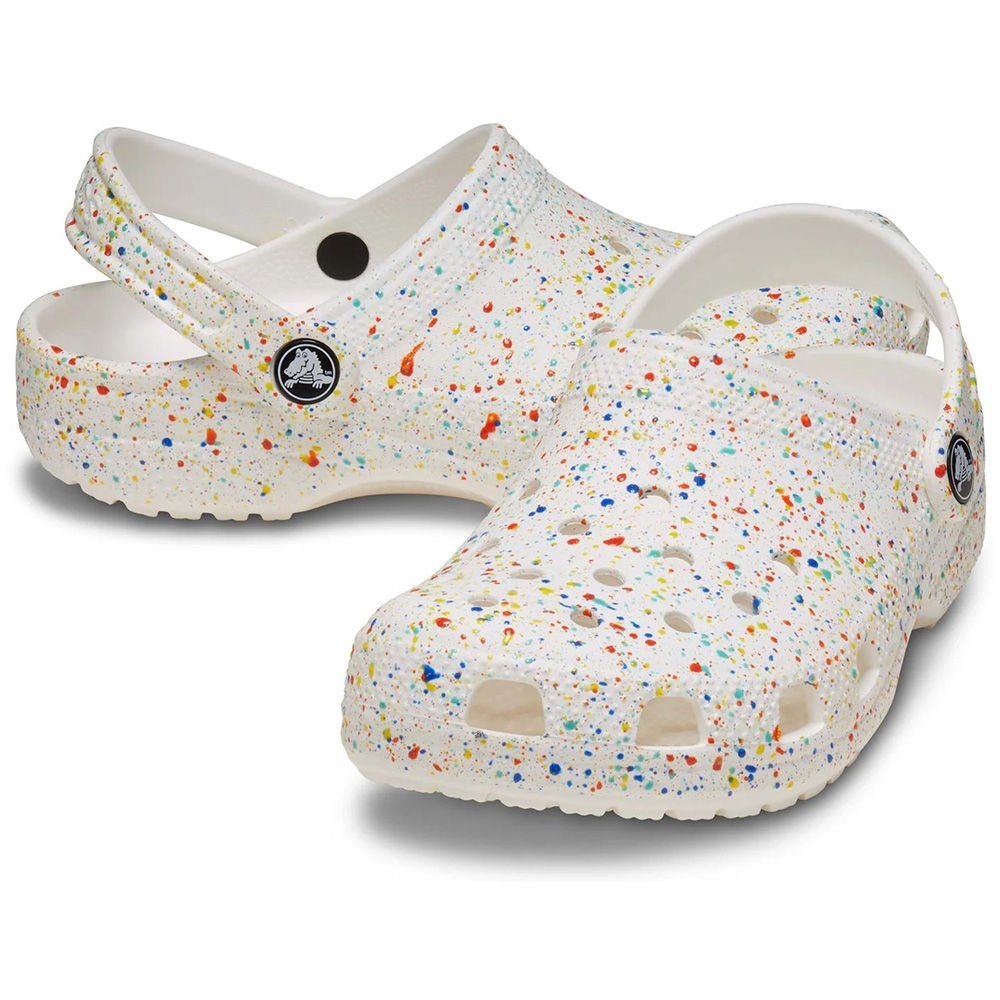 Crocs Classic Kids Easy Slip-On Clogs Paint Splatter White/Multi J2 / US 2Y
