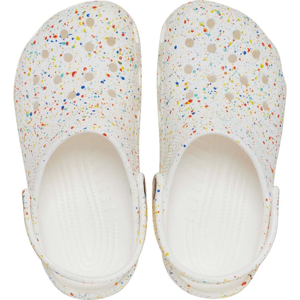 Crocs Classic Kids Easy Slip-On Clogs Paint Splatter White/Multi J2 / US 2Y