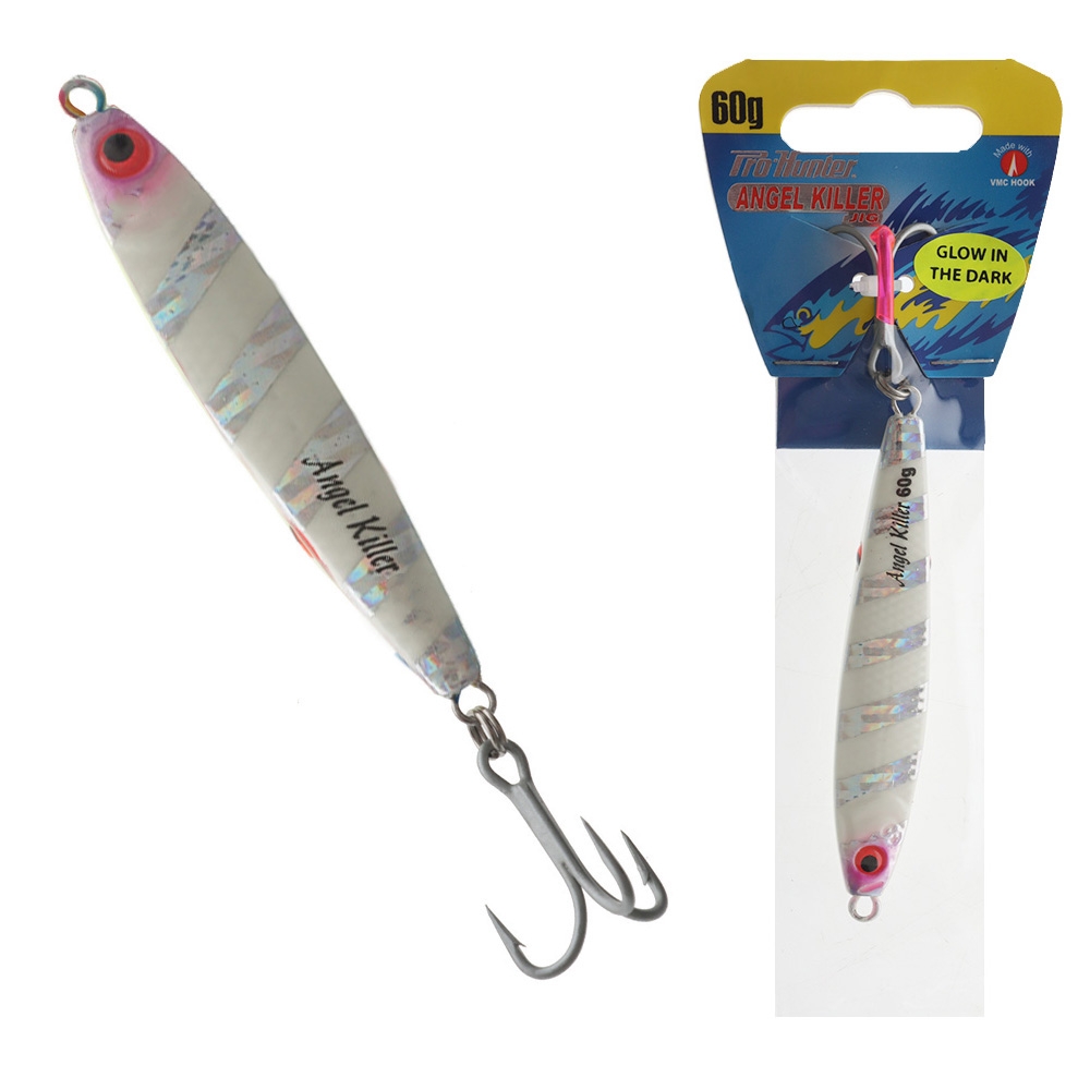 Pro Hunter Angel Killer Kahawai Casting Jig 60g White Lumo Zebra