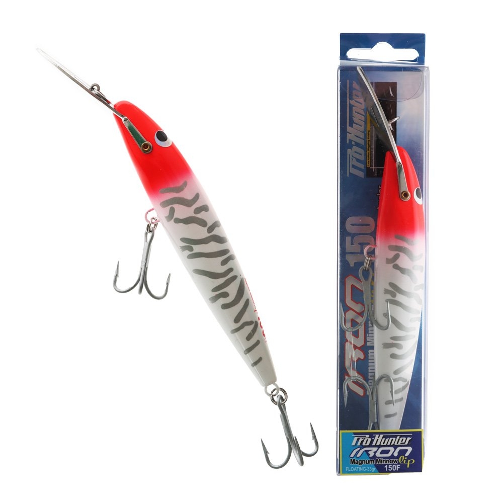 Pro Hunter Iron Lip Magnum Minnow Deep Diving Trolling Lure 150mm 33g Ghost Red Head UV