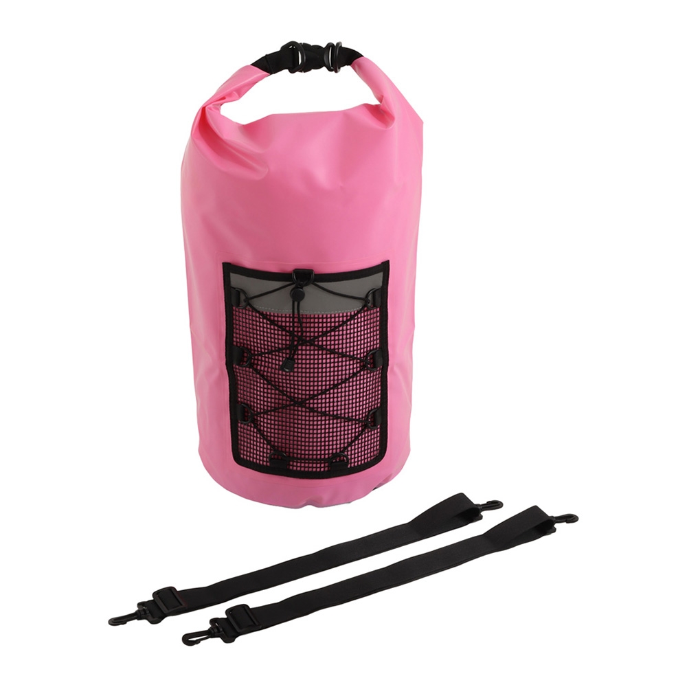 Waterproof Dry Bag Backpack with Front Mesh Pocket 30L Dark Pink