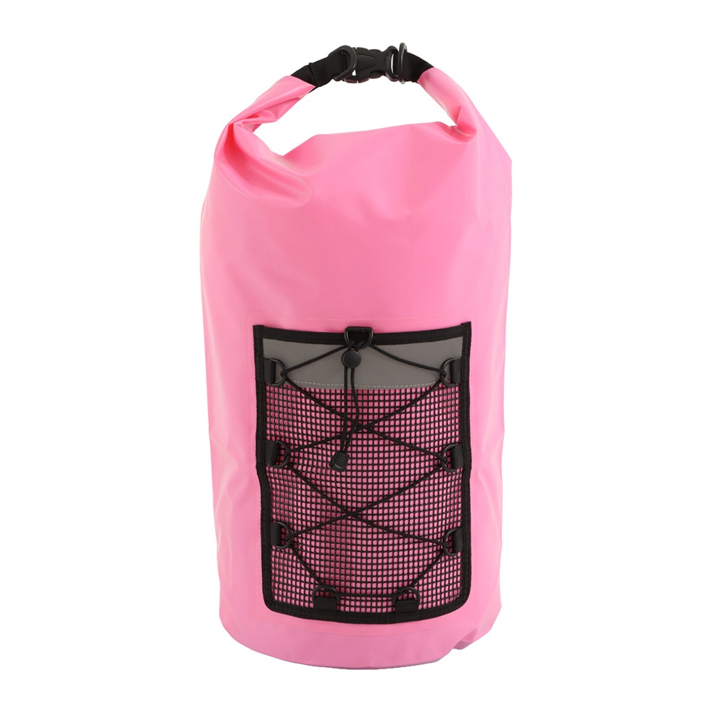 Waterproof Dry Bag Backpack with Front Mesh Pocket 30L Dark Pink