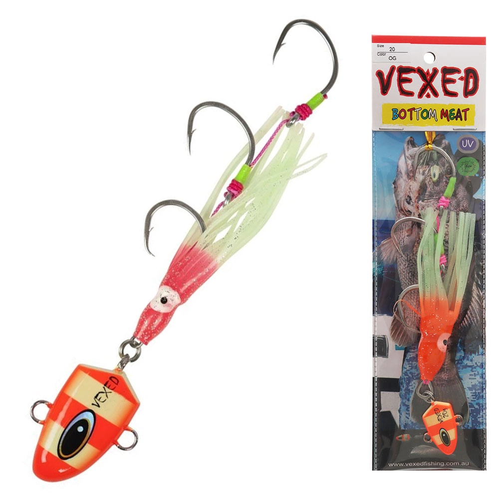 Vexed Bottom Meat Hybrid Jig / Bait Rig 20g Orange Glow Vexed Bottom Meat Hybrid Jig / Bait Rig 20g Orange Glow