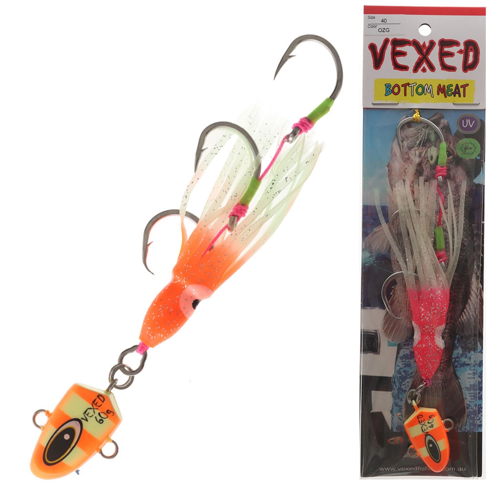 Vexed Bottom Meat Hybrid Jig / Bait Rig 40g Orange Glow Vexed Bottom Meat Hybrid Jig / Bait Rig 40g Orange Glow
