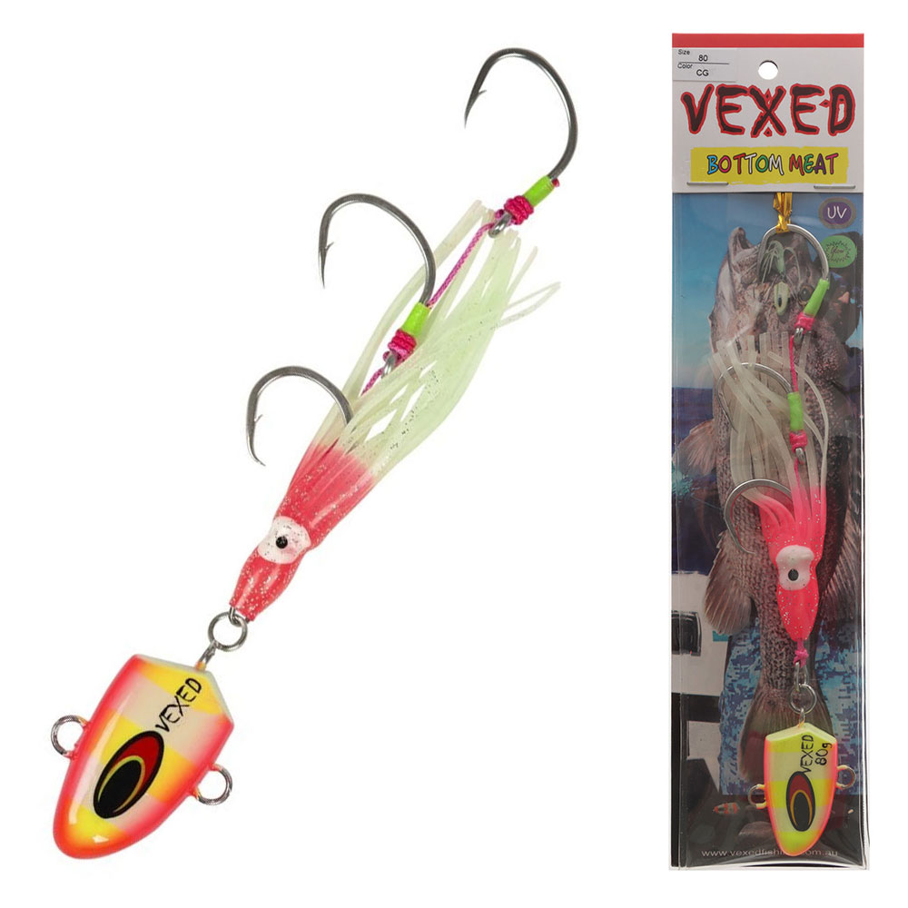 Vexed Bottom Meat Hybrid Jig / Bait Rig 80g Chartreuse Glow
