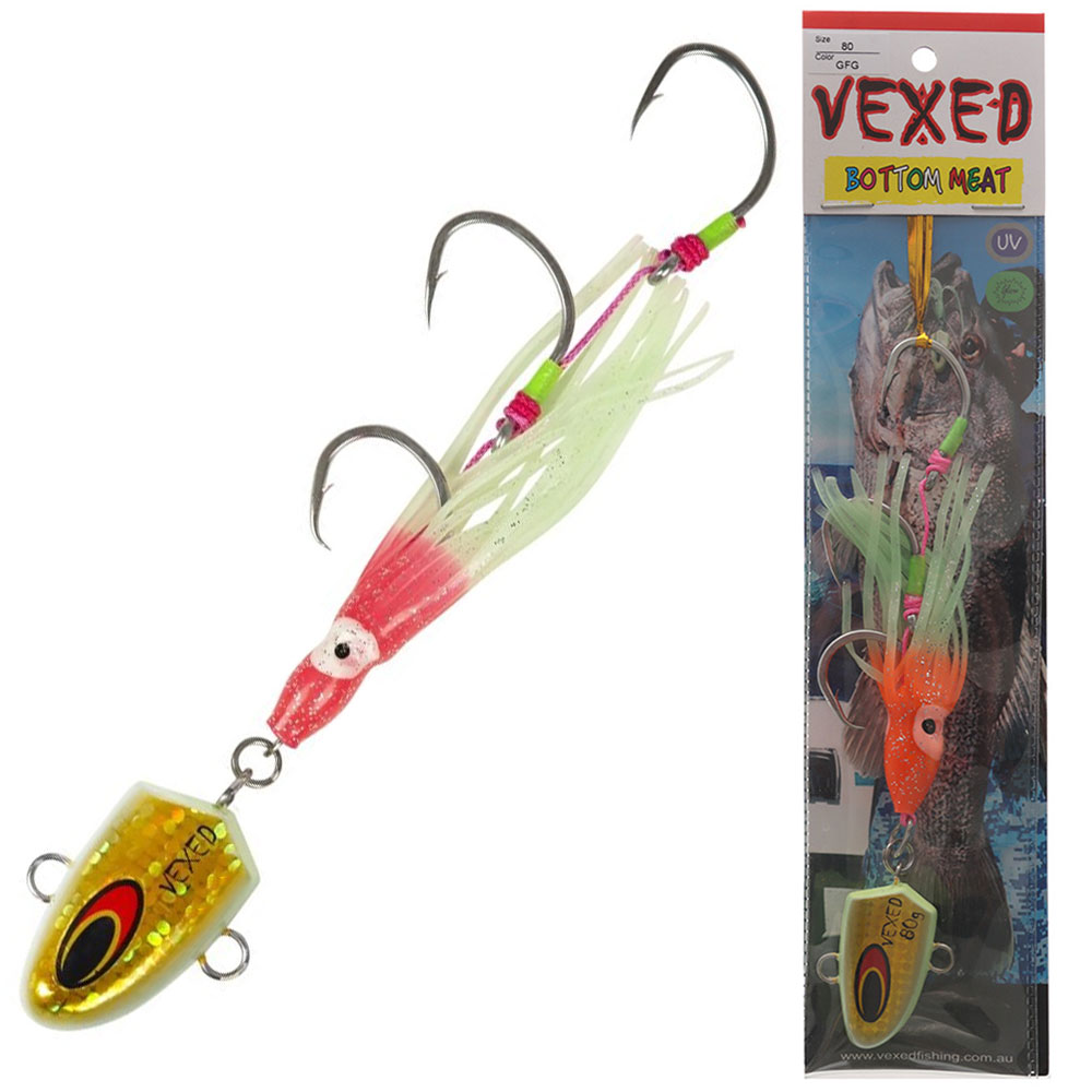 Vexed Bottom Meat Hybrid Jig / Bait Rig 80g Gold Flash Glow