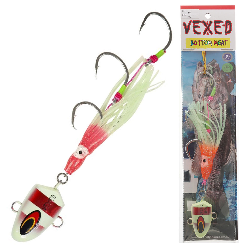Vexed Bottom Meat Hybrid Jig / Bait Rig 80g Red Glow