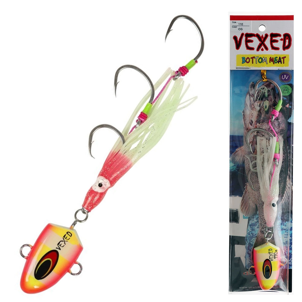 Vexed Bottom Meat Hybrid Jig / Bait Rig 110g Chartreuse Glow