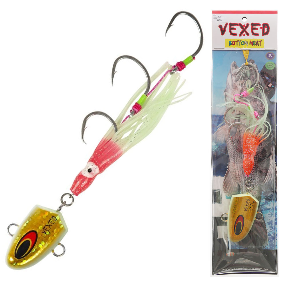 Vexed Bottom Meat Hybrid Jig / Bait Rig 300g Gold Flash Glow