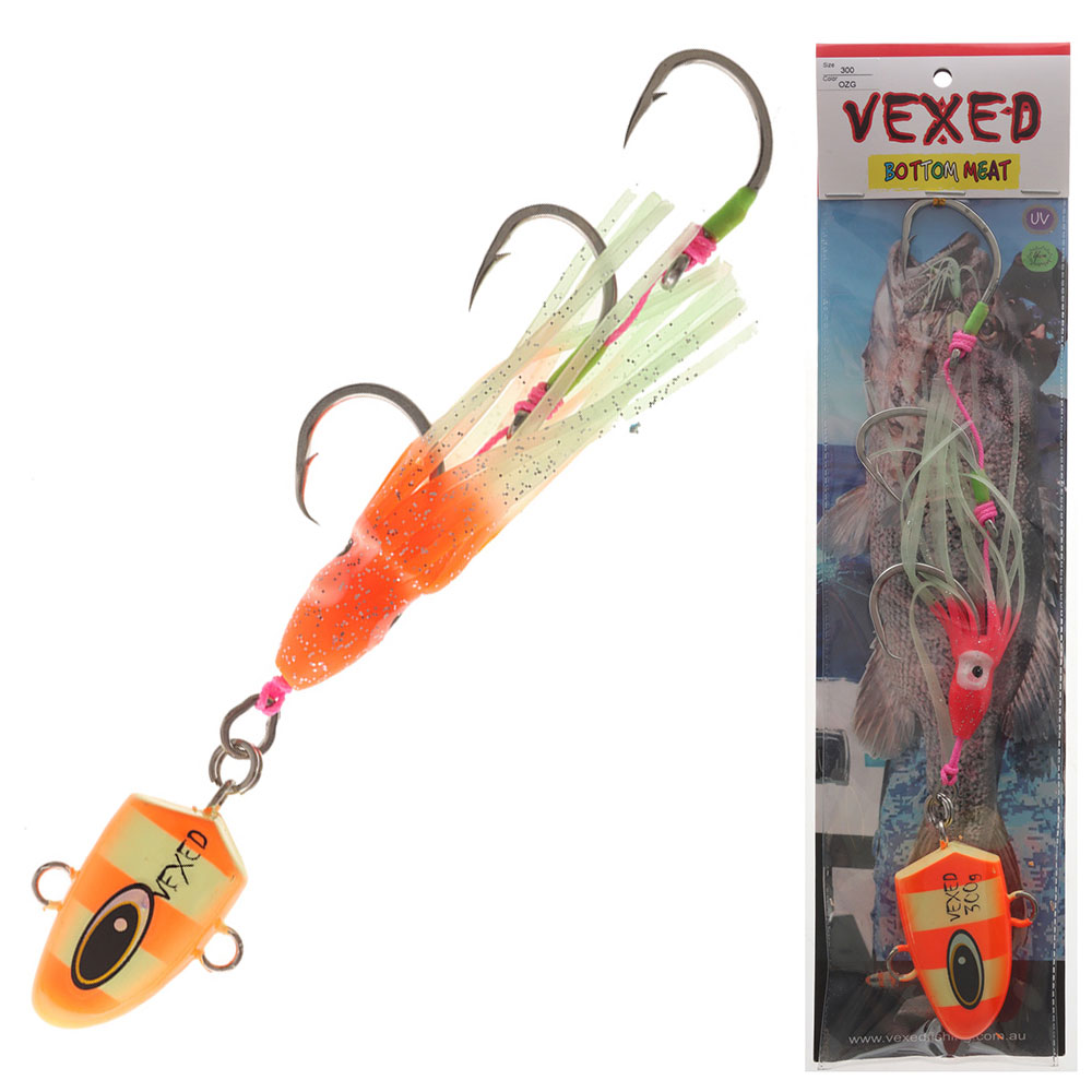 Vexed Bottom Meat Hybrid Jig / Bait Rig 300g Orange Glow