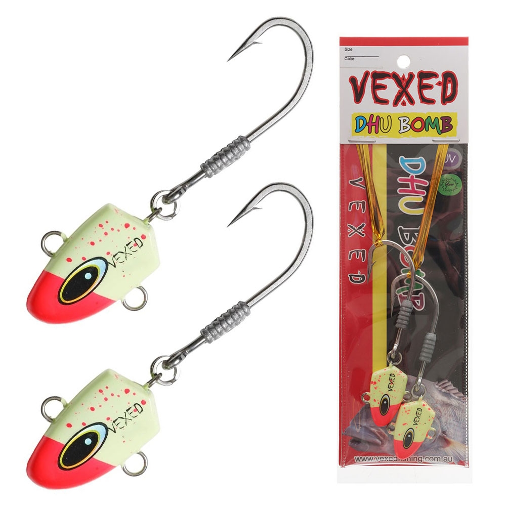 Vexed Dhu Bomb Jig Head Lumo Pinkhead 20g Qty 2