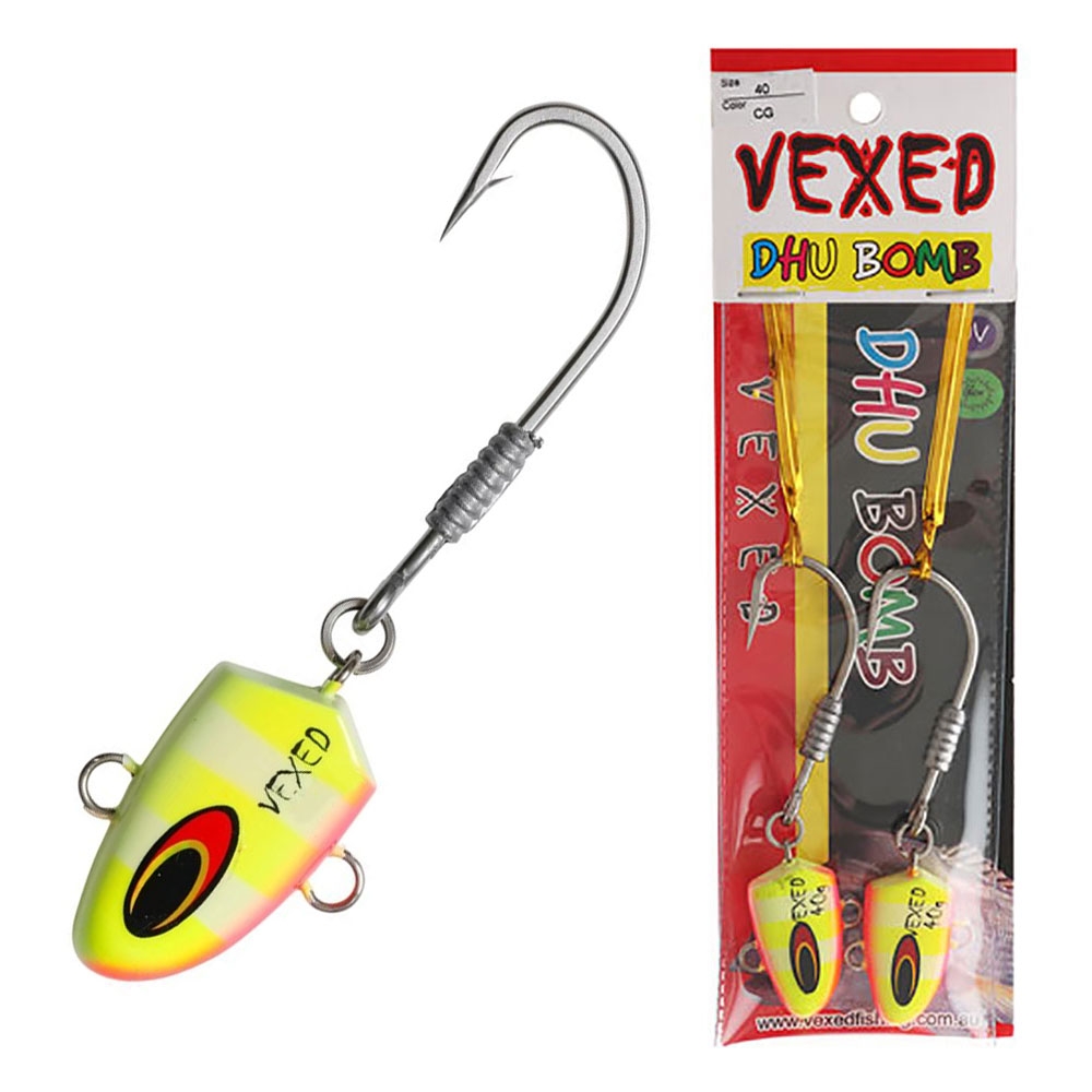 Vexed Dhu Bomb Jig Head Chartreuse Glow 40g Qty 2
